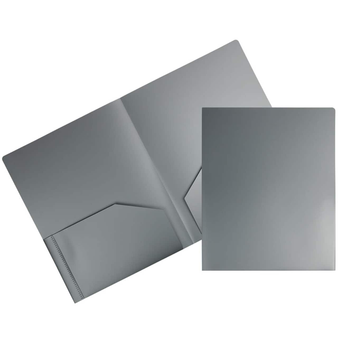 JAM Paper Heavy Duty Plastic 2-Pocket Folders, 6ct.